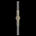 Antonia Cylinder Double Wall Sconce - Soft Gold Leaf / Brass / No Skin / Crystal