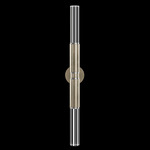 Antonia Cylinder Double Wall Sconce - Soft Gold Leaf / Nickel / No Skin / Crystal