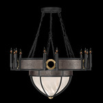 Mirage Half Globe Chandelier - Black Iron / White Swirl