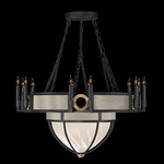 Mirage Half Globe Chandelier - Black Iron / White Swirl