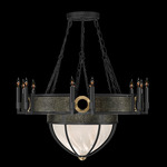 Mirage Half Globe Chandelier - Black Iron / White Swirl
