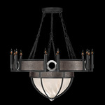 Mirage Half Globe Chandelier - Black Iron / White Swirl