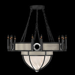 Mirage Half Globe Chandelier - Black Iron / White Swirl