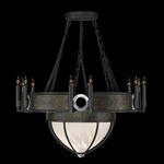 Mirage Half Globe Chandelier - Black Iron / White Swirl
