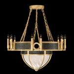 Mirage Half Globe Chandelier - Gold Leaf / White Swirl