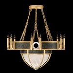 Mirage Half Globe Chandelier - Gold Leaf / White Swirl