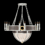 Mirage Half Globe Chandelier - Silver Leaf / White Swirl