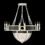 Mirage Half Globe Chandelier - Silver Leaf / White Swirl