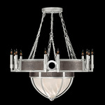 Mirage Half Globe Chandelier - Silver Leaf / White Swirl