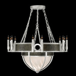 Mirage Half Globe Chandelier - Silver Leaf / White Swirl