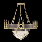 Mirage Half Globe Chandelier - Soft Gold Leaf / White Swirl