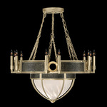 Mirage Half Globe Chandelier - Soft Gold Leaf / White Swirl