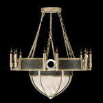 Mirage Half Globe Chandelier - Soft Gold Leaf / White Swirl
