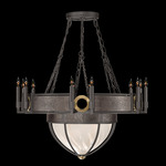 Mirage Half Globe Chandelier - Midnight Steel / White Swirl