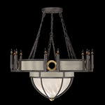 Mirage Half Globe Chandelier - Midnight Steel / White Swirl