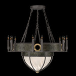 Mirage Half Globe Chandelier - Midnight Steel / White Swirl