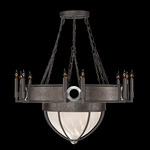 Mirage Half Globe Chandelier - Midnight Steel / White Swirl