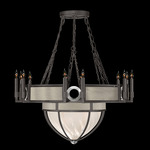 Mirage Half Globe Chandelier - Midnight Steel / White Swirl