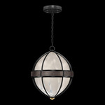 Mirage Globe Pendant - Black Iron / White Swirl