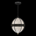 Mirage Globe Pendant - Black Iron / White Swirl