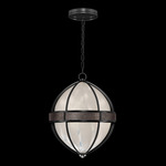 Mirage Globe Pendant - Black Iron / White Swirl