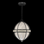 Mirage Globe Pendant - Black Iron / White Swirl
