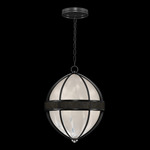 Mirage Globe Pendant - Black Iron / White Swirl