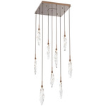 Icefall Square Multi-Light Pendant - Burnished Bronze / Clear