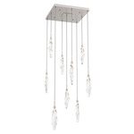 Icefall Square Multi-Light Pendant - Beige Silver / Clear