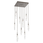 Icefall Square Multi-Light Pendant - Flat Bronze / Clear