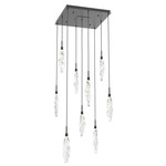 Icefall Square Multi-Light Pendant - Matte Black / Clear