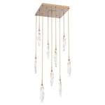Icefall Square Multi-Light Pendant - Novel Brass / Clear