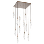 Icefall Square Multi-Light Pendant - Burnished Bronze / Clear