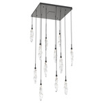 Icefall Square Multi-Light Pendant - Matte Black / Clear