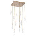 Icefall Square Multi-Light Pendant - Novel Brass / Clear
