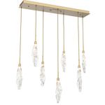 Icefall Linear Multi-Light Pendant - Gilded Brass / Clear