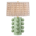 Roselle Table Lamp with Gathered Drum Shade - Moss / Multicolor