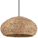 Cambria Dome Pendant - Matte Black / Natural