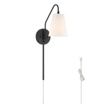 Valley Park Pin-Up Wall Sconce - Matte Black / White Linen