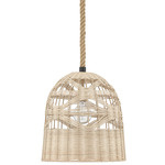 Baskel Pendant - Matte Black / Natural Rattan