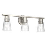 Stamos Bathroom Vanity Light - Brushed Nickel / Clear