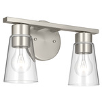 Stamos Bathroom Vanity Light - Brushed Nickel / Clear