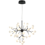 Hydrangea Bloom Ceiling Semi Flush / Chandelier - Matte Black / Frost