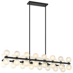 Nimbus Linear Chandelier - Matte Black / White Strie