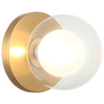 Solaris Wall Sconce - Aged Gold Brass / Clear / Opal