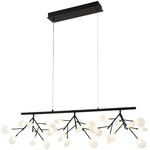 Hydrangea Bloom Linear Chandelier - Matte Black / Frost