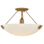 Vivienne Semi Flush Ceiling Light - Patina Brass / Matte Cloud
