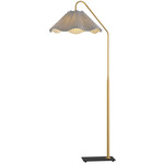 Lauren Floor Lamp - Aged Brass / Black / Printed Cotton