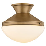 Esther Semi Flush Ceiling Light - Patina Brass / Opal