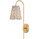 Dorothy Wall Light - Aged Brass / Primrose Red Printed Cotton